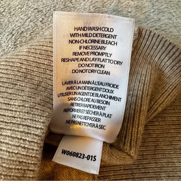 Bleu Gray Merino Wool (70%) & Cashmere (30%) Turtleneck Sweater - Camel Tan - M - Picture 3 of 10